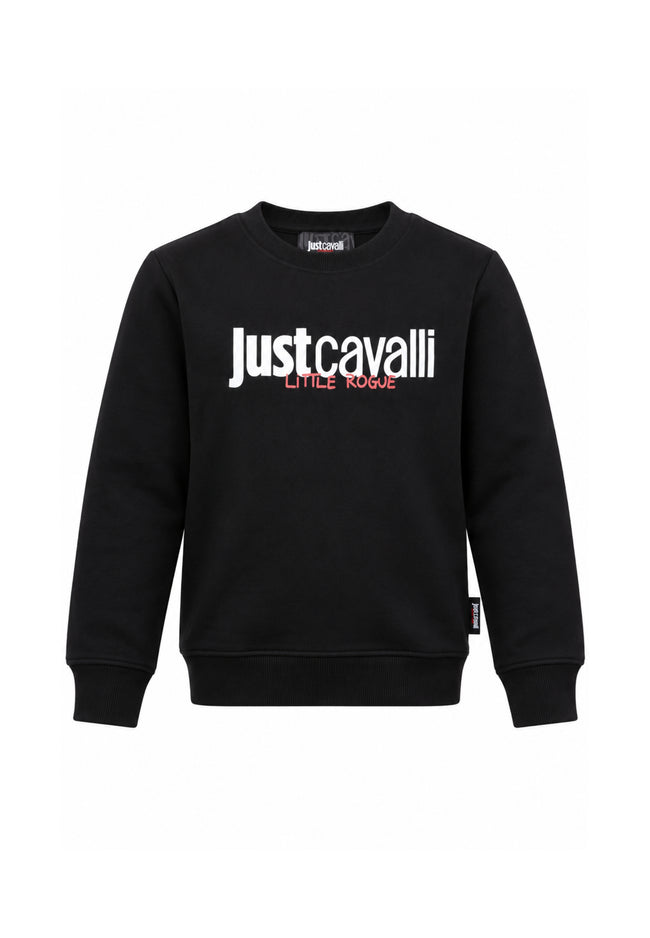 JUST CAVALLI FELPA NERA GIROCOLLO LOGO CENTRALE Bambini e ragazzi JBA26164FE.NE_
