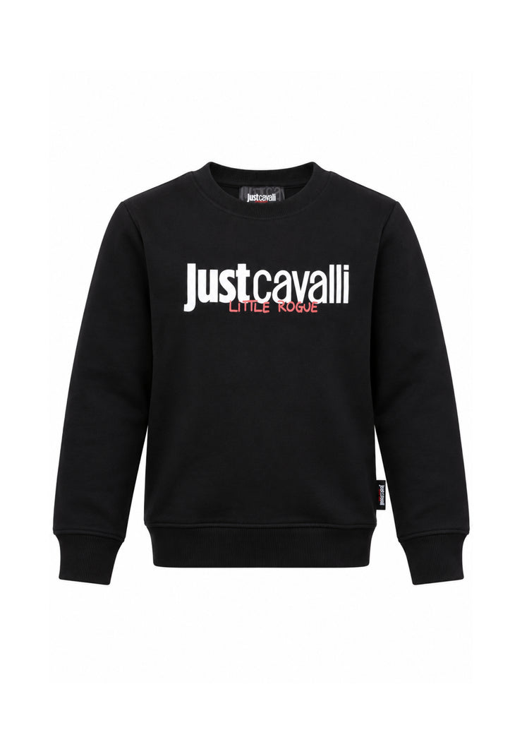 JUST CAVALLI FELPA NERA GIROCOLLO LOGO CENTRALE Bambini e ragazzi JBA26164FE.NE_