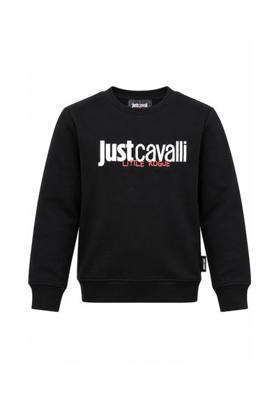 JUST CAVALLI FELPA NERA GIROCOLLO LOGO CENTRALE Bambini e ragazzi JBA26164FE.NE_