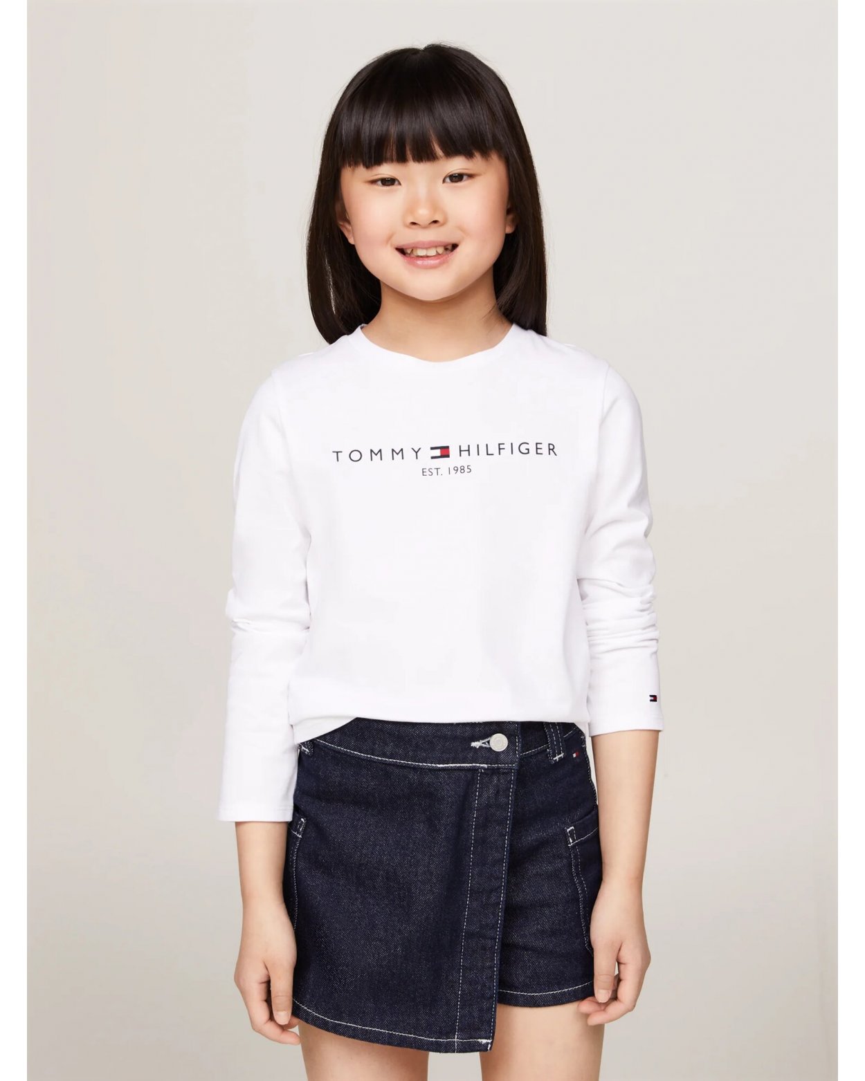 Tommy Hilfiger T-Shirt Bianca a Manica Lunga Neonata 9-24 Mesi