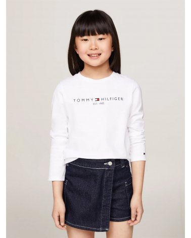 Tommy Hilfiger T-Shirt Bianca a Manica Lunga Neonata 9-24 Mesi