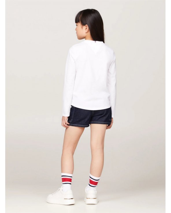 Tommy Hilfiger T-Shirt Bianca a Manica Lunga Neonata 9-24 Mesi