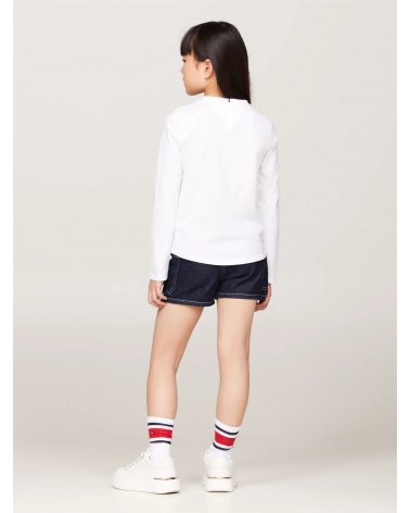 Tommy Hilfiger T-Shirt Bianca a Manica Lunga Neonata 9-24 Mesi