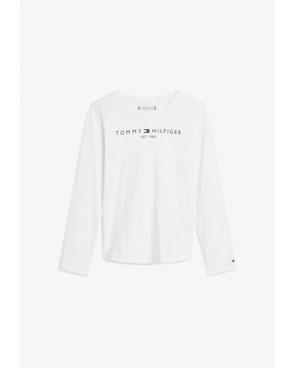 Tommy Hilfiger T-Shirt Bianca a Manica Lunga Neonata 9-24 Mesi