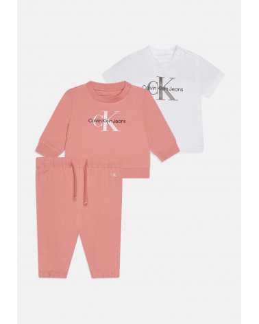Completo Calvin Klein neonata rosa e bianco maniche lunghe e corte
