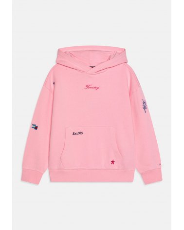 Felpa Rosa Bambina Tommy Hilfiger con Cappuccio 3-16 Anni