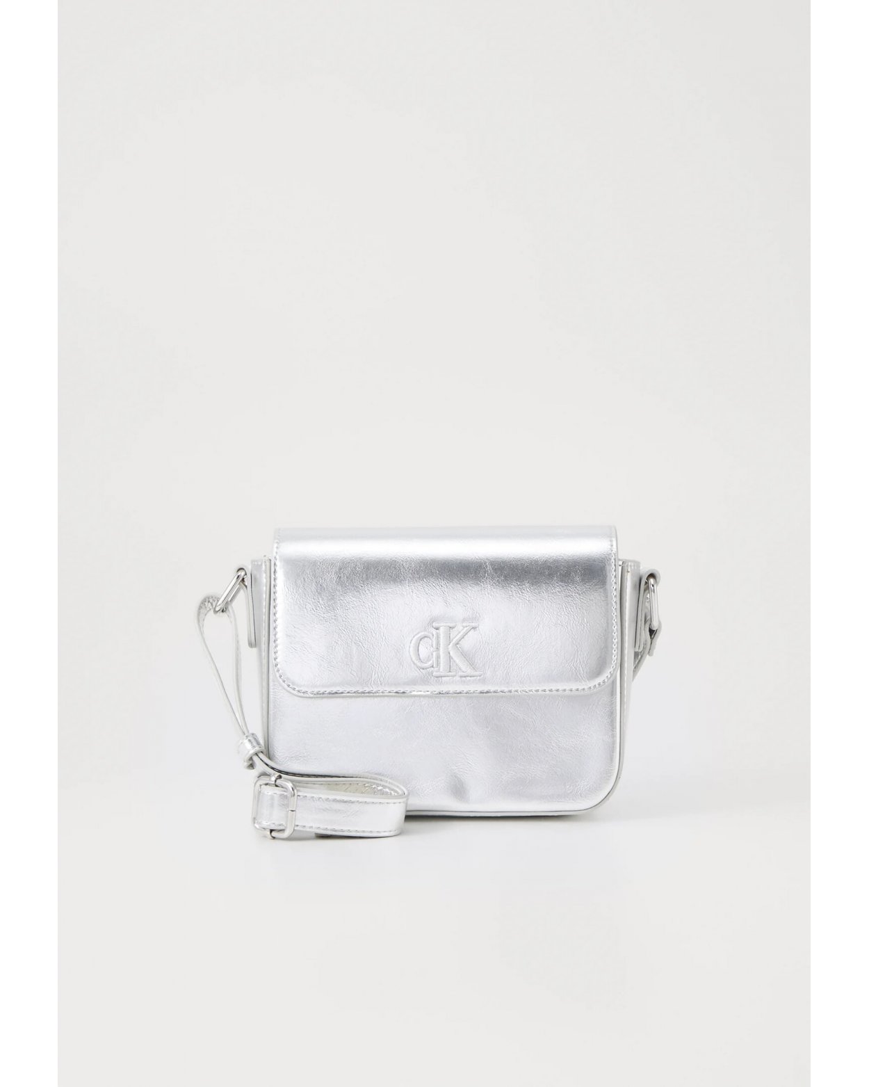Borsa a tracolla Calvin Klein argento lucente elegante e chic
