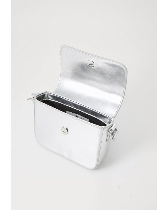 Borsa a tracolla Calvin Klein argento lucente elegante e chic