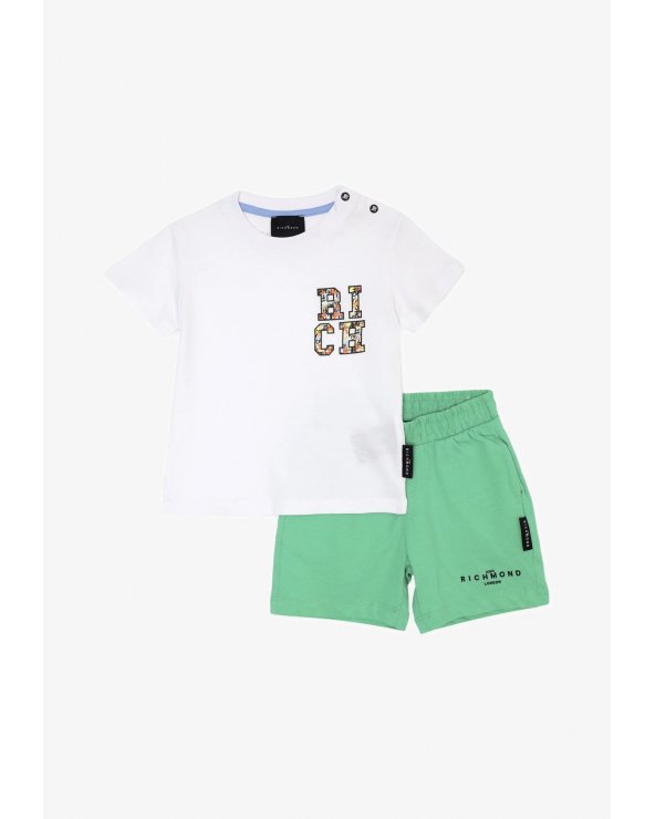 Completo bianco e verde John Richmond neonato 3-36 mesi
