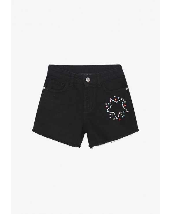 Shorts di jeans neri John Richmond con decorazion