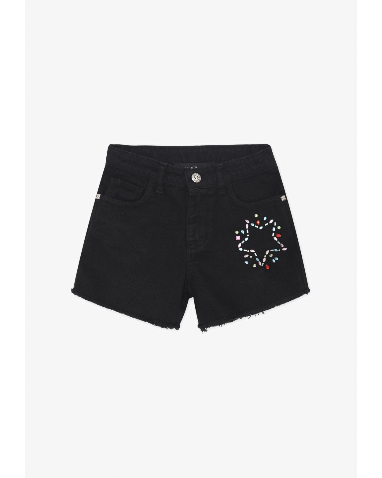 Shorts di jeans neri John Richmond con decorazion