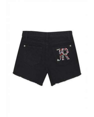 Shorts di jeans neri John Richmond con decorazion