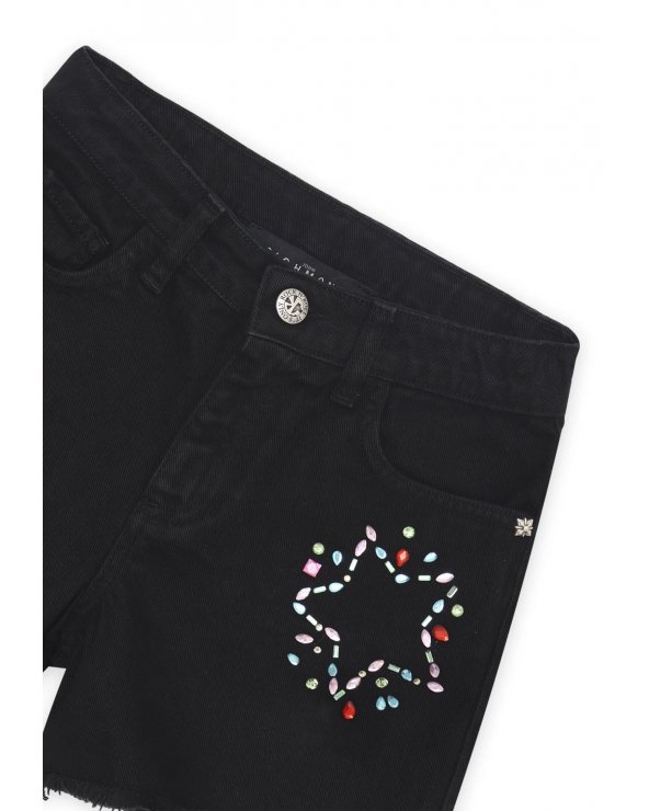 Shorts di jeans neri John Richmond con decorazion