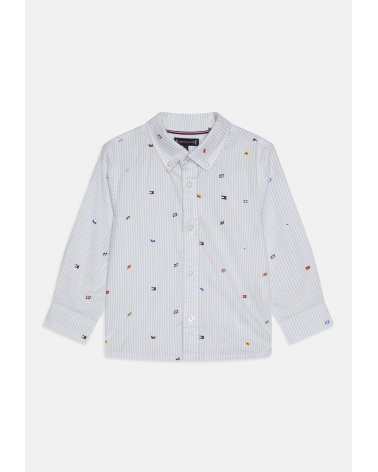 Camicia Tommy Hilfiger a righe celesti con fantasia per neonati