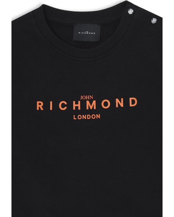 Felpa nera John Richmond con stampa logo per neonati