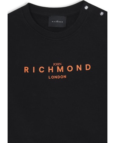 Felpa nera John Richmond con stampa logo per neonati
