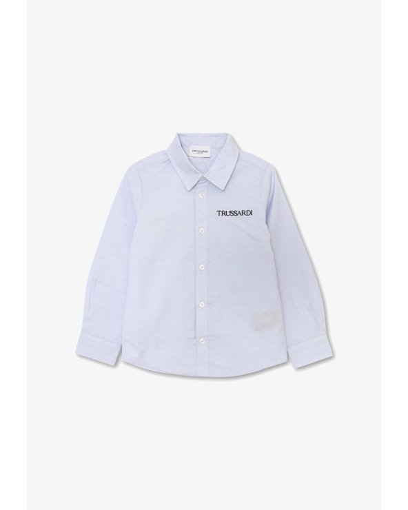 Camicia Azzurra Trussardi con Logo - Neonato 6 Mesi - 6 Anni