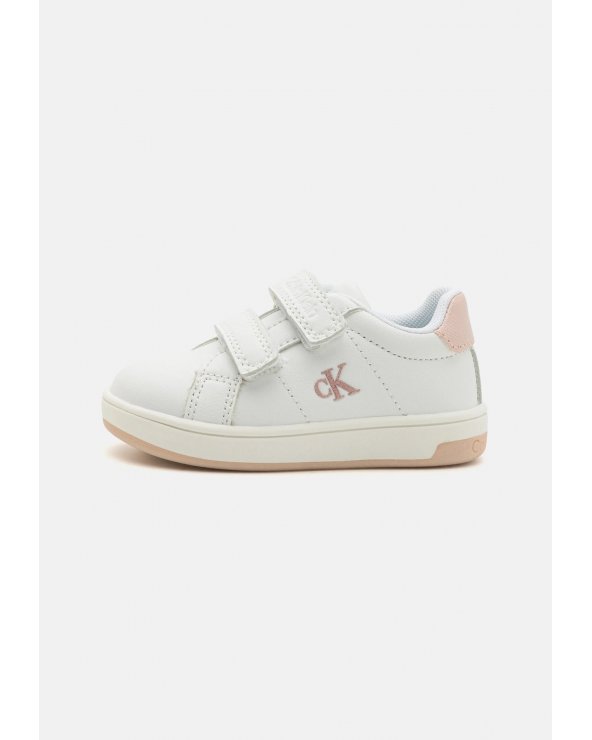 Sneakers bianche bambina con logo CK brillantinato Calvin Klein