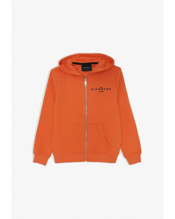 Felpa con zip e cappuccio John Richmond arancione