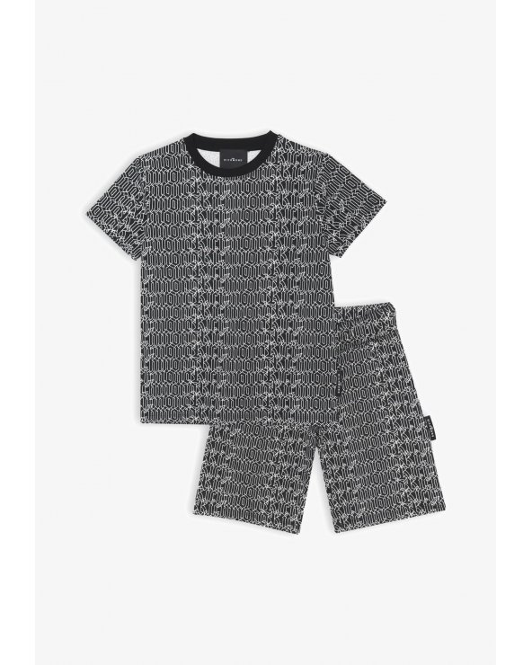 Completo t-shirt e bermuda John Richmond nero e bianco