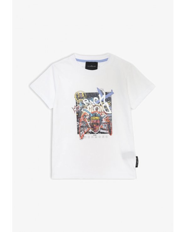 T-shirt bianca Richmond bambino stampa street art