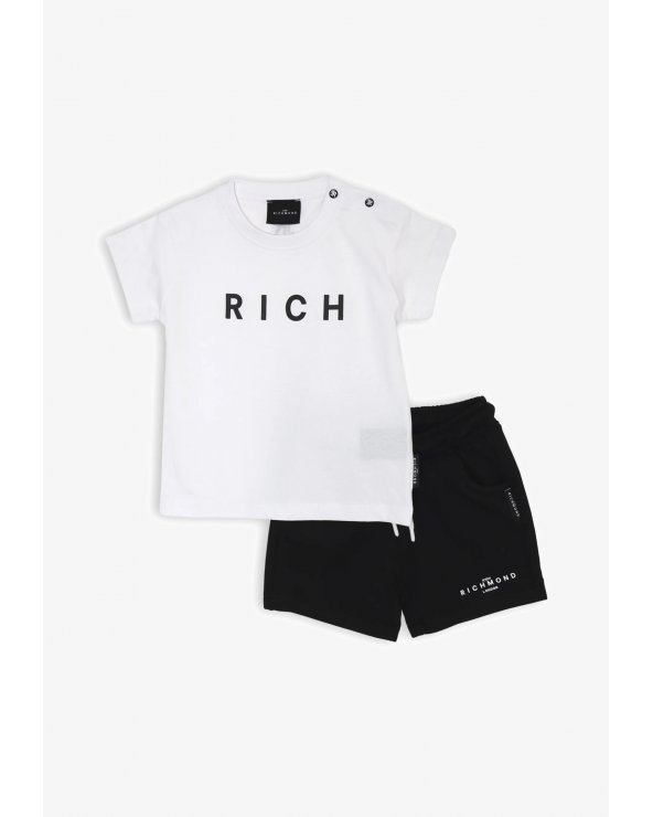 Completo Neonato John Richmond Cotone Bianco e Nero