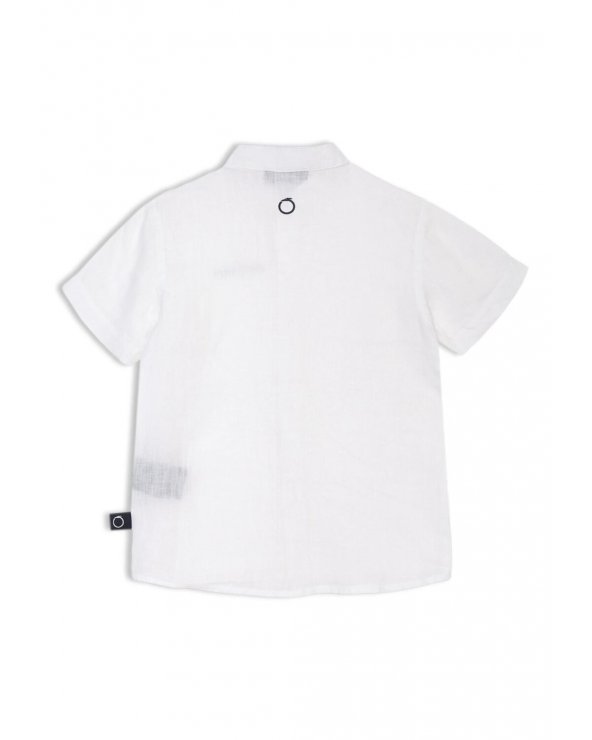 Completo in Lino Trussardi Junior Bianco e Blu Scuro - Camicia Coreana e Bermuda