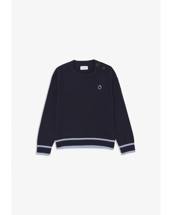 Maglione Trussardi blu bambino con dettagli a contrasto