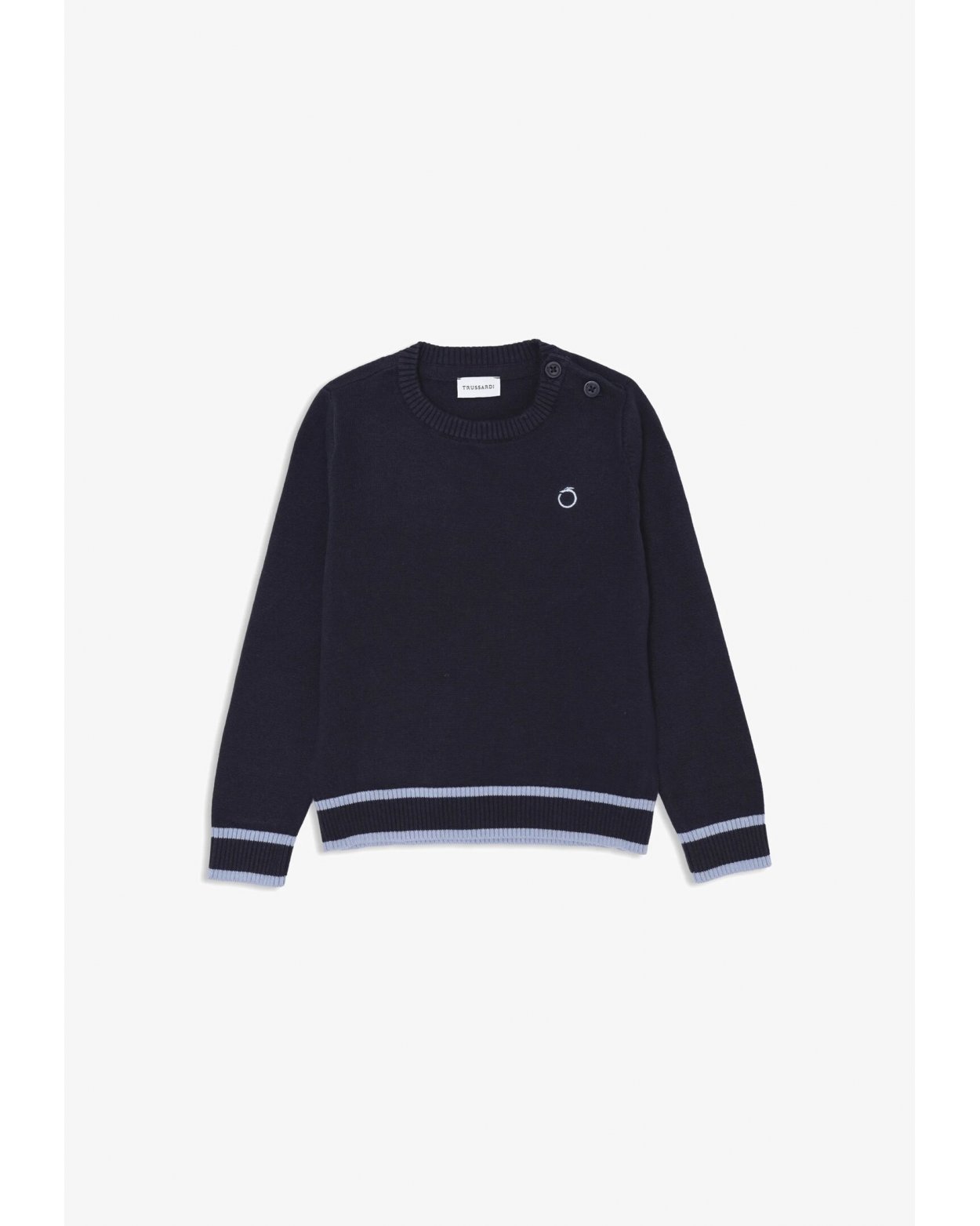 Maglione Trussardi blu bambino con dettagli a contrasto