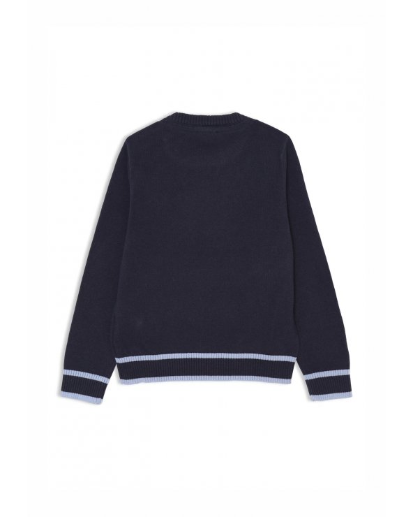 Maglione Trussardi blu bambino con dettagli a contrasto