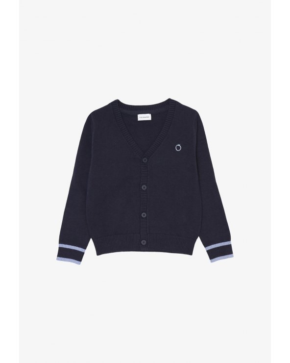 Cardigan Trussardi blu bambino con bottoni e dettagli a contrasto