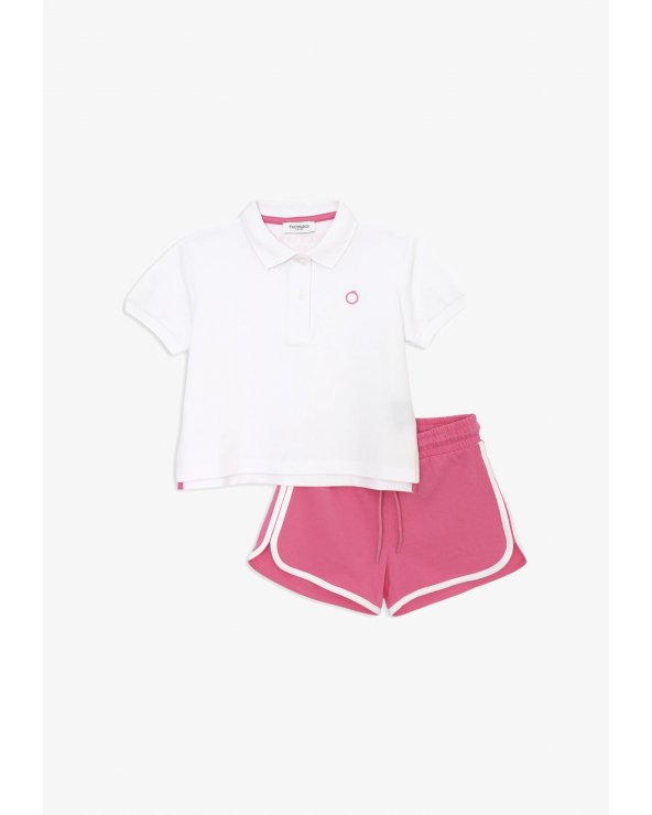 Set Polo e Shorts Trussardi Junior Bianco e Rosa - Primavera Estate 2025