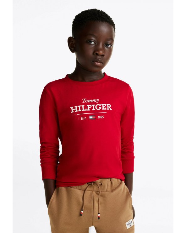 Maglia Tommy Hilfiger Rossa Maniche Lunghe Bambino