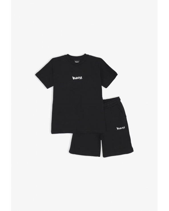 Completo Disclaimer bambino ragazzo - T-shirt e bermuda graffiti nero