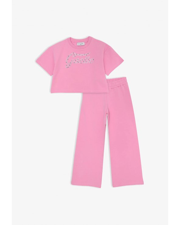 Gaelle Paris - Completo felpa e pantalone rosa bambina ragazza