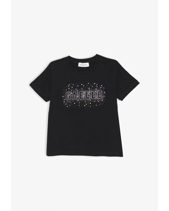 Gaelle Paris - T-shirt nera con strass bambina ragazza