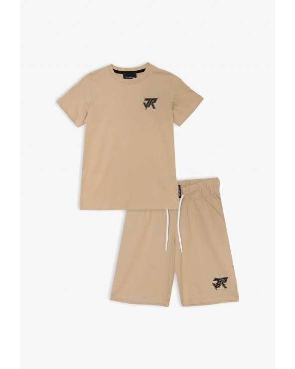 Completo t-shirt e bermuda beige John Richmond ragazzo