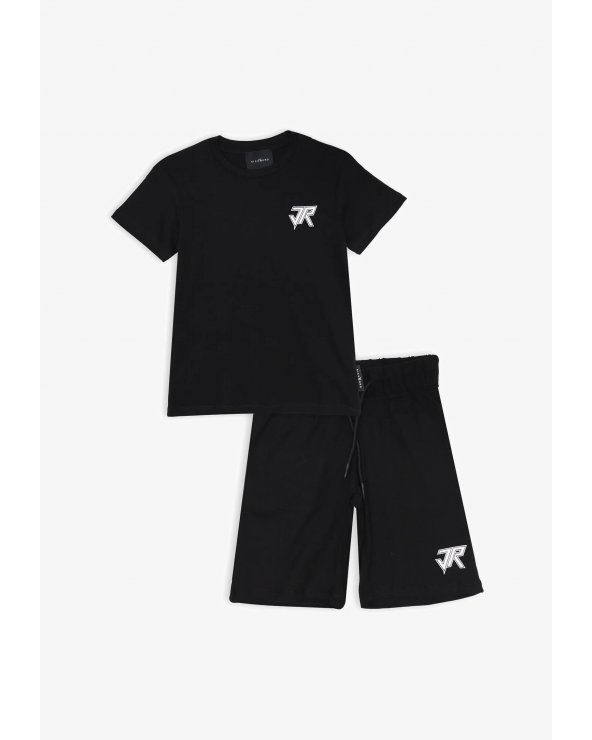 Completo t-shirt e bermuda nero John Richmond ragazzo