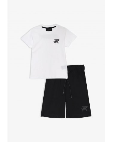 Completo t-shirt e bermuda bianco e nero John Richmond ragazzo