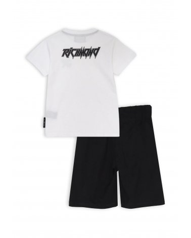 Completo t-shirt e bermuda bianco e nero John Richmond ragazzo