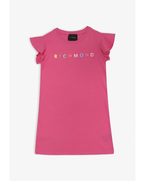 John Richmond abito rosa bambina con maniche volant