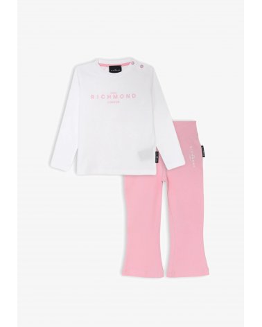 Completo neonata maglia e leggings zampa bianco rosa John Richmond