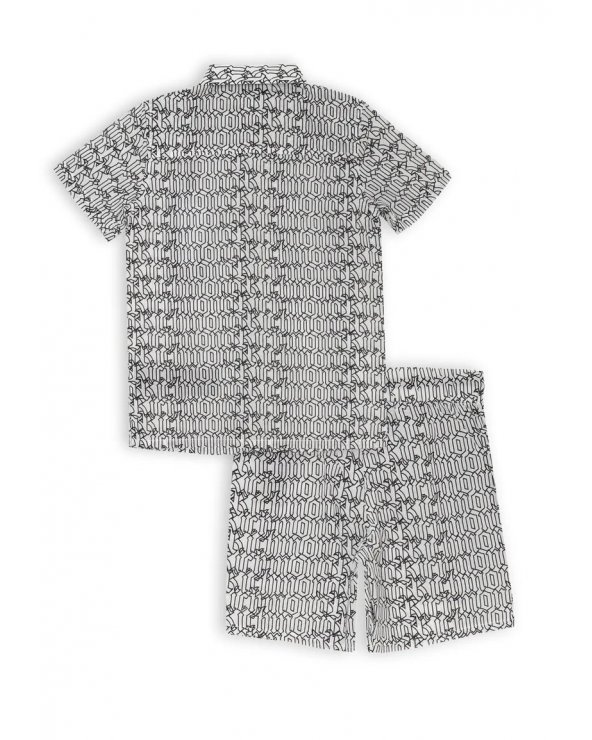 Completo camicia e bermuda bianco fantasia John Richmond neonato