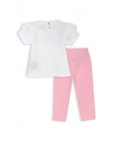 Completo neonata maglia e leggings dritti bianco rosa John Richmond