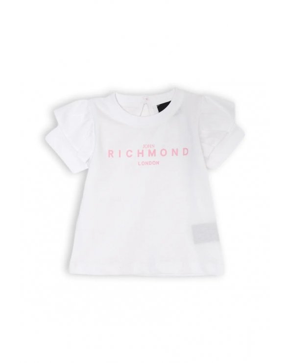Completo neonata maglia e leggings dritti bianco rosa John Richmond