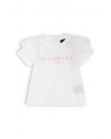 Completo neonata maglia e leggings dritti bianco rosa John Richmond
