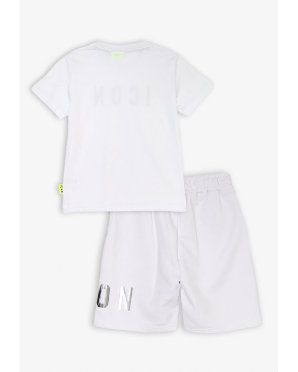 Set maglietta e bermuda ICON - Completo bambino bianco logo metallizzato