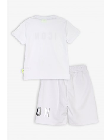 Set maglietta e bermuda ICON - Completo bambino bianco logo metallizzato