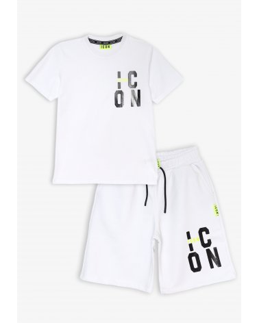Set maglietta e bermuda bianco e nero ICON - Bambino e ragazzo