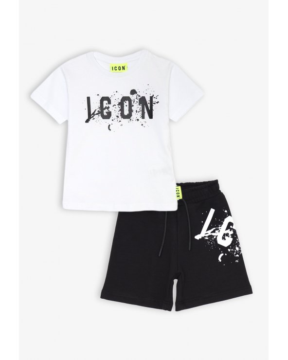 Set maglietta e bermuda bianco e nero ICON - Bambino e neonato